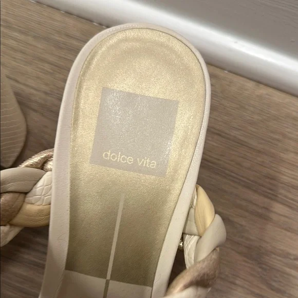 Dolce Vita Cream Tan Braided Block Heel Sandals - Picture 2 of 4